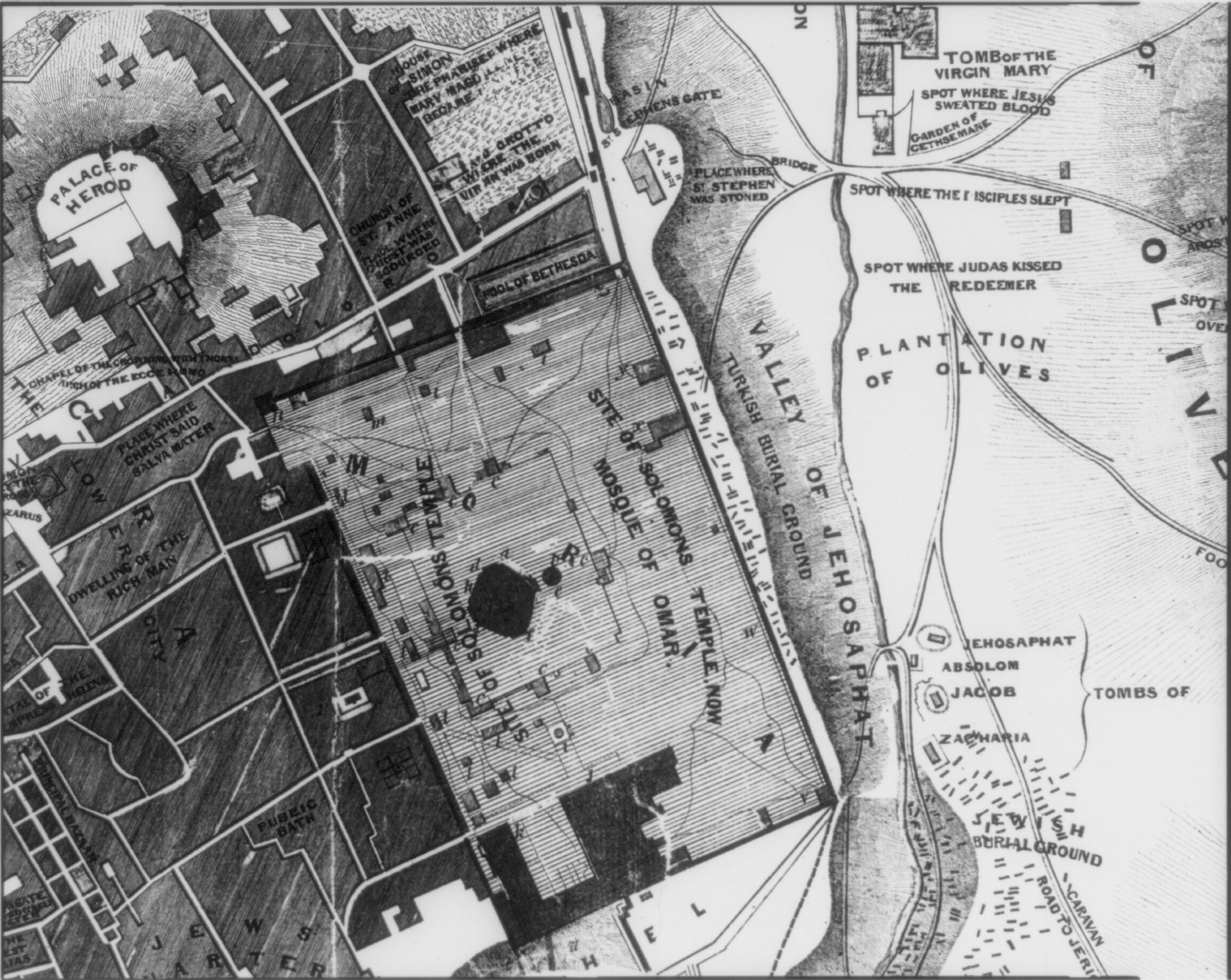 [Maps and drawings of Jerusalem and important sites by Frederick Catherwood, 183-] — antique map