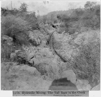 Hydraulic Mining - The Tail Race in the Creek - French Corral, Nevada County