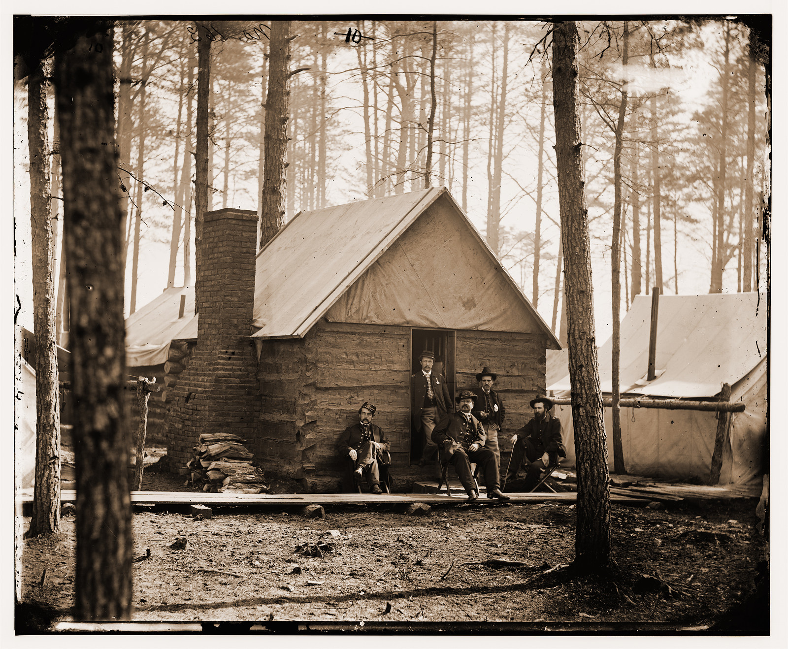 Brandy Station Virginia. Officers winter quarters headquarters Army of the Potomac, 1864 — historic photograph