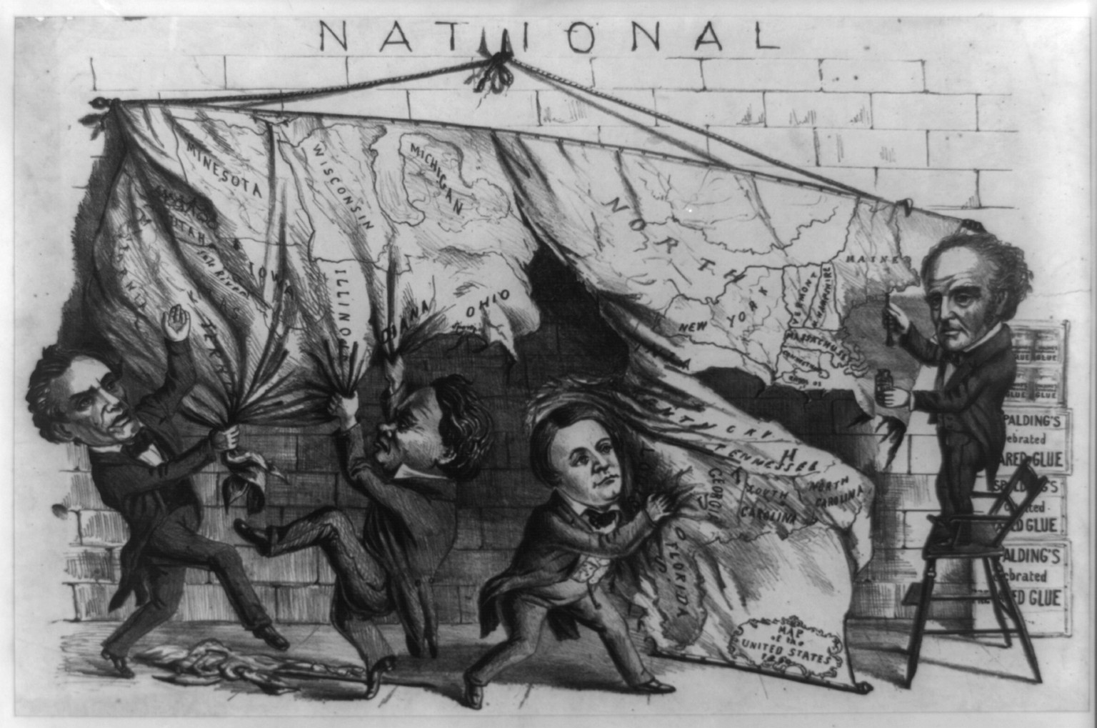 [Dividing the] national [map], [Cincinnati? : s.n.], 1860. — antique map