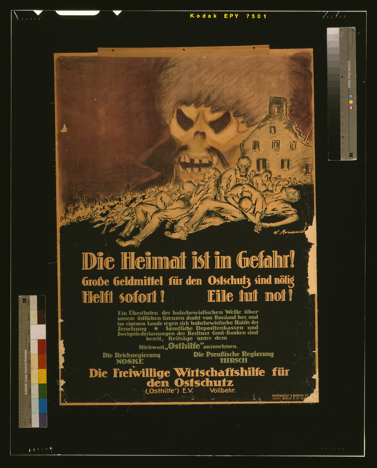Die Heimat ist in Gefahr! / V. Arnaud., 1919 — vintage poster
