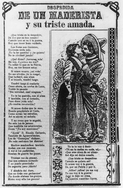 [Despedida de un maderista y su triste amada]