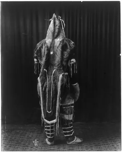 [Rear view of person in Eskimo costume]