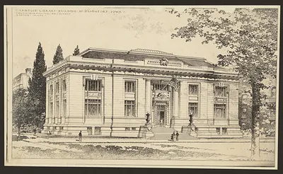 Carnegie Library Building at Davenport, Iowa architect drawing