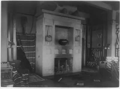 Fireplace, Indian room, Hotel Escalante, Ash Fork, Ariz.