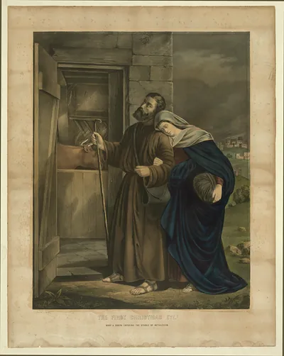 The First Christmas Eve, Mary & Joseph Entering the Stable of Bethlehem