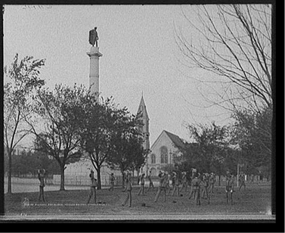 Military exercises in Marion Square, Charleston, S.C., c1907. — historic photograph