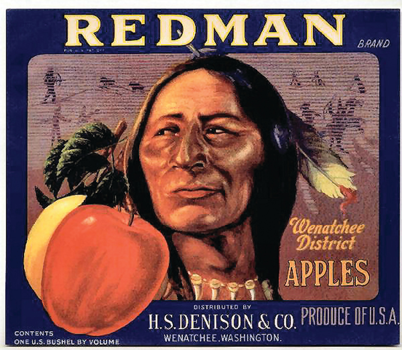Redman Brand Wenatchee District Apples crate label — historic image