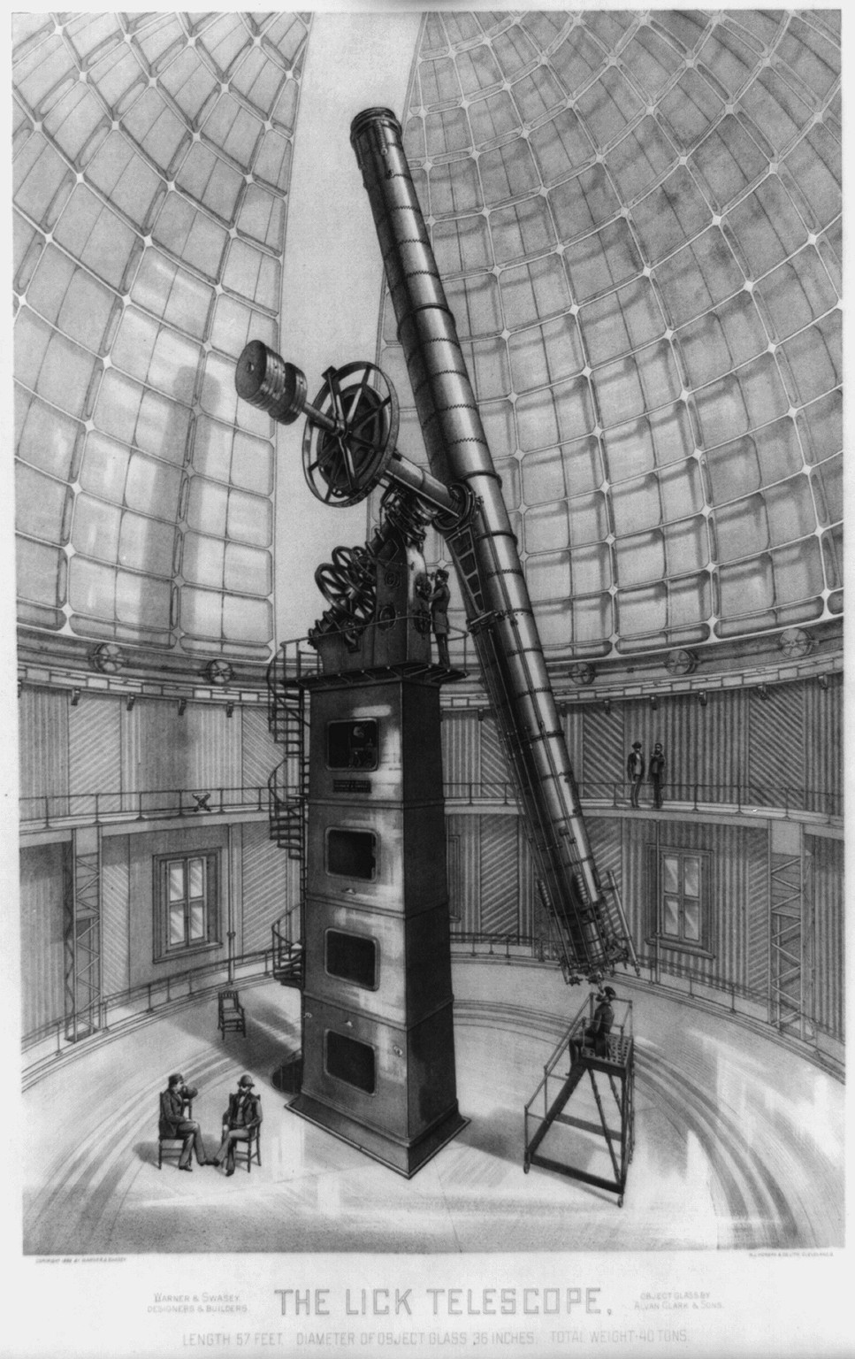 The lick telescope, length 57 feet, c1889 Apr. 8. — historic print