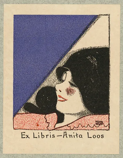 Ex Libris - Anita Loos bookplate with woman's profile