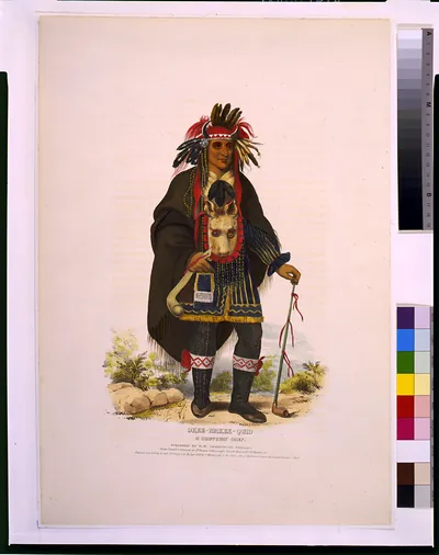 Okee-Makee-Quid, a Chippeway chief / Drawn, printed, and coloured at J.T. Bowen's lithographic establishment.