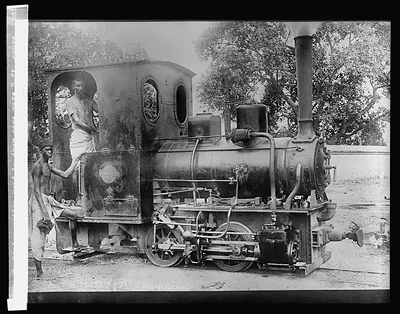 Small locomotive used to draw cane cars 2 ft. gauge, India
