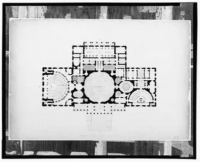 [United States Capitol, Washington, D.C. First floor with rotunda, Senate chamber and library]