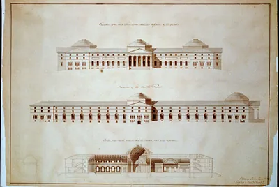 [Asylum and hospital (Marine Asylum & Hospital") D.C. North & west elevations west wing section]"