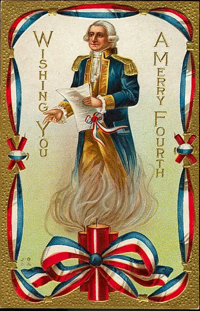 Wishing You A Merry Fourth greeting card with patriotic ribbons