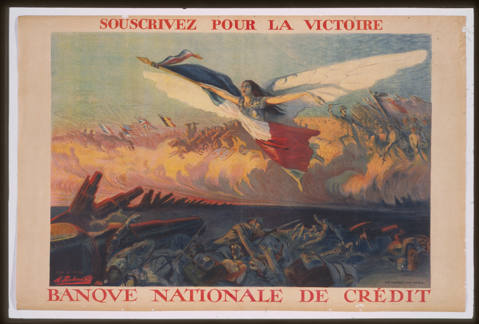 Souscrivez pour la victoire: Banque Nationale de Crédit war loan poster, 1916 — vintage poster