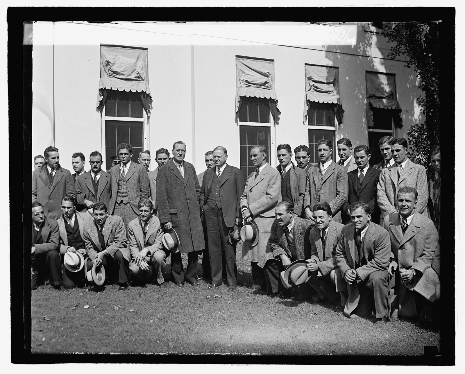 Hoover with Univ. of Pittsburgh football team, 10/3/29, [19]29 October 3. — historic photograph