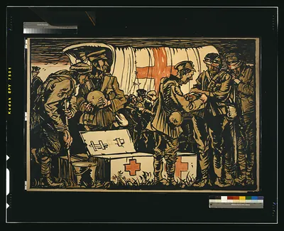 [Red Cross. Soldiers receiving medical attention]