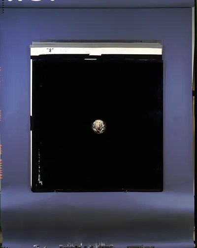 Earth seen from space on a film transparency