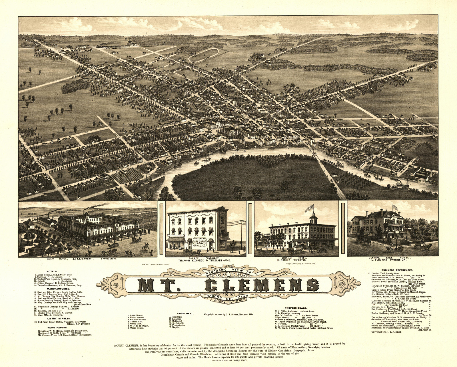 Mt. Clemens, Michigan, 1881, 1881 — antique map
