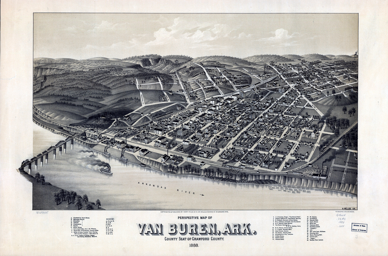 Van Buren, Arkansas, 1888, 1888 — antique map