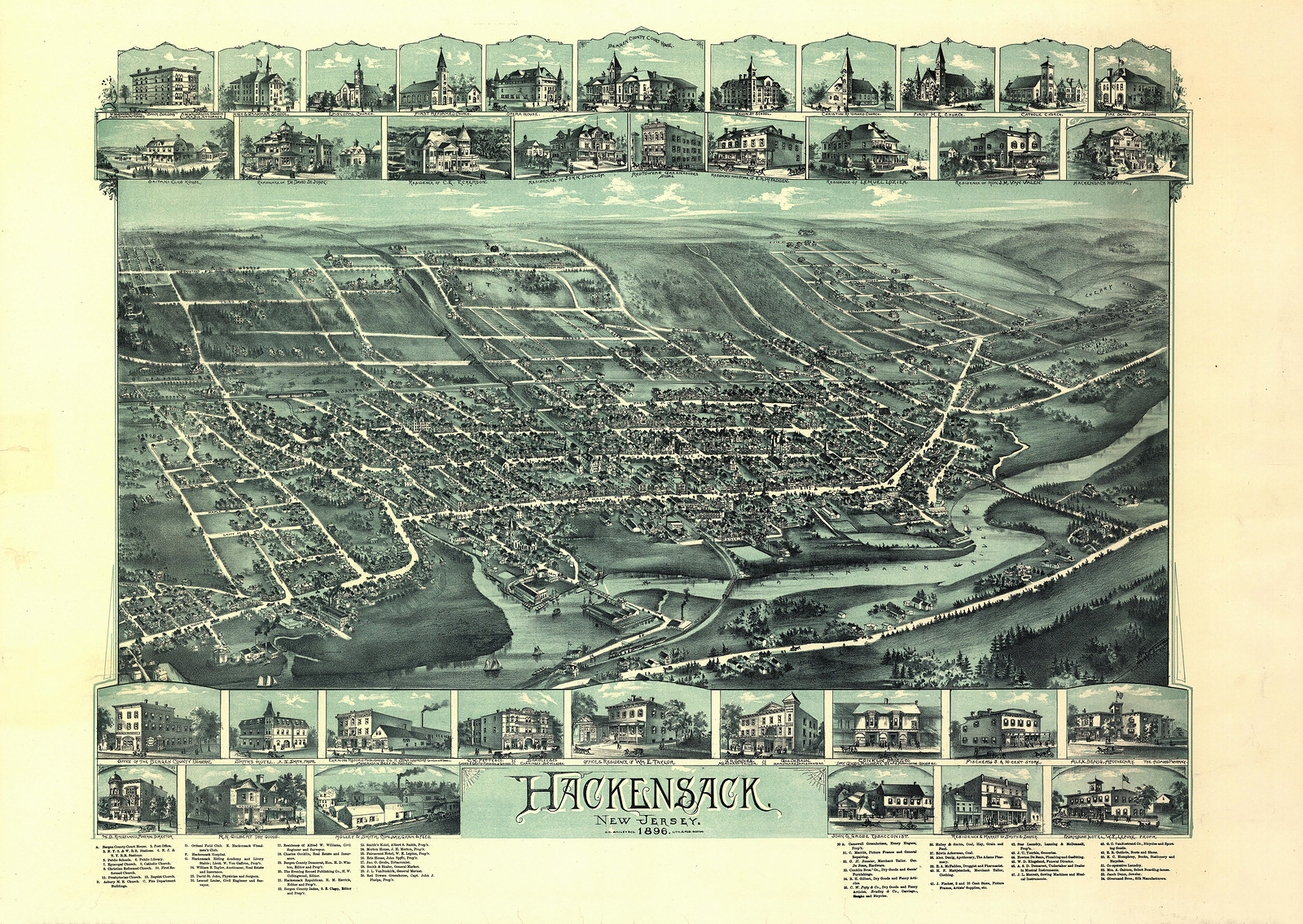 Hackensack, New Jersey, 1896, 1896 — antique map