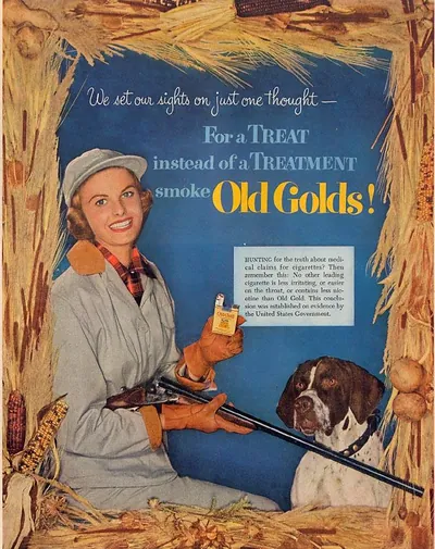 Old Golds cigarette advertisement: For a treat instead of a treatment