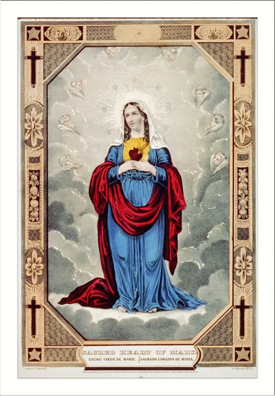 Sacred heart of Mary: sacre ́coeur de Marie / sagrado corazon de Maria