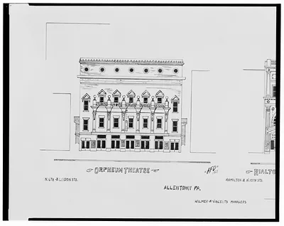 [Orpheum Theatre, N. 6th St. and Lindon St., and Rialto Theatre, Hamilton St. and N. 10th St., Allentown, Pennsylvania] / AFD 1928.