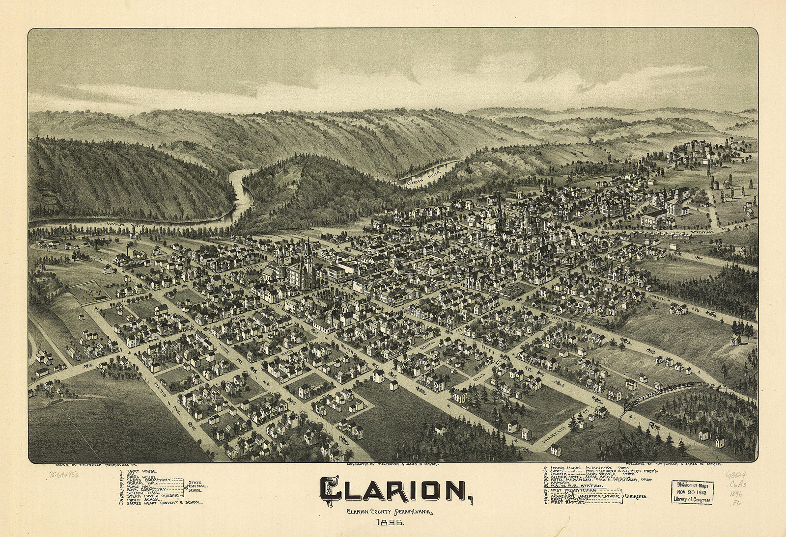Clarion, Pennsylvania, 1896, 1896 — antique map
