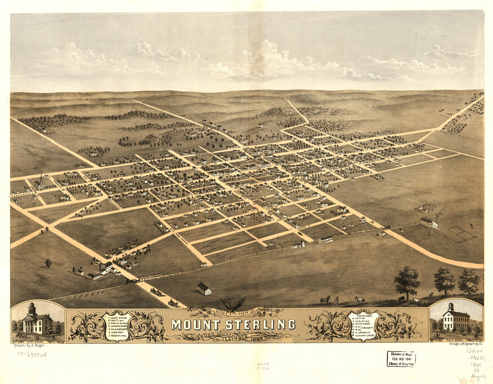 Mount Sterling, Illinois, 1869, 1869 — antique map