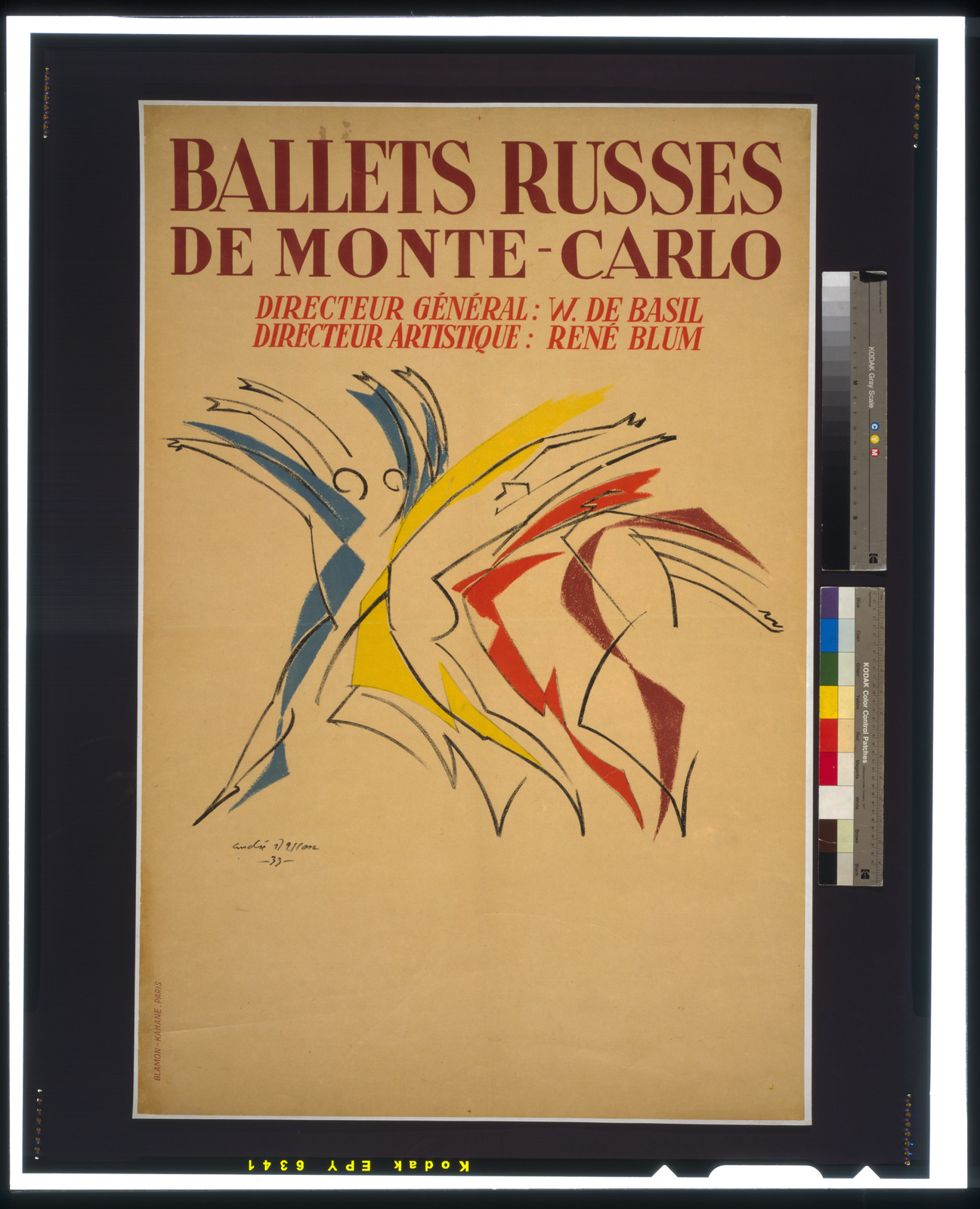 Ballets russes de Monte-Carlo Directeur général: W. de Basil - Directeur artistique: René Blum / André Masson -33-., Paris : Blamon-Kahane, [19]33. — vintage poster