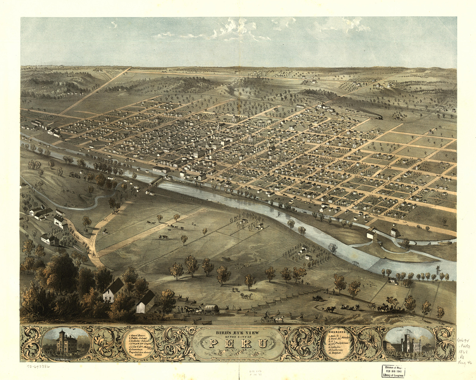 Peru, Indiana, 1868, 1868 — antique map
