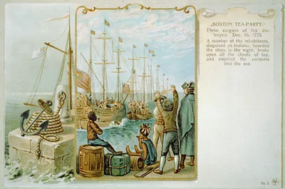 Boston tea-party." Three cargoes of tea destroyed. Dec. 16 1773"