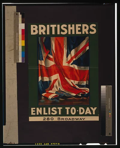 Britishers, enlist to-day, 280 Broadway / Guy Lipscombe ; The Hegeman Print N.Y.