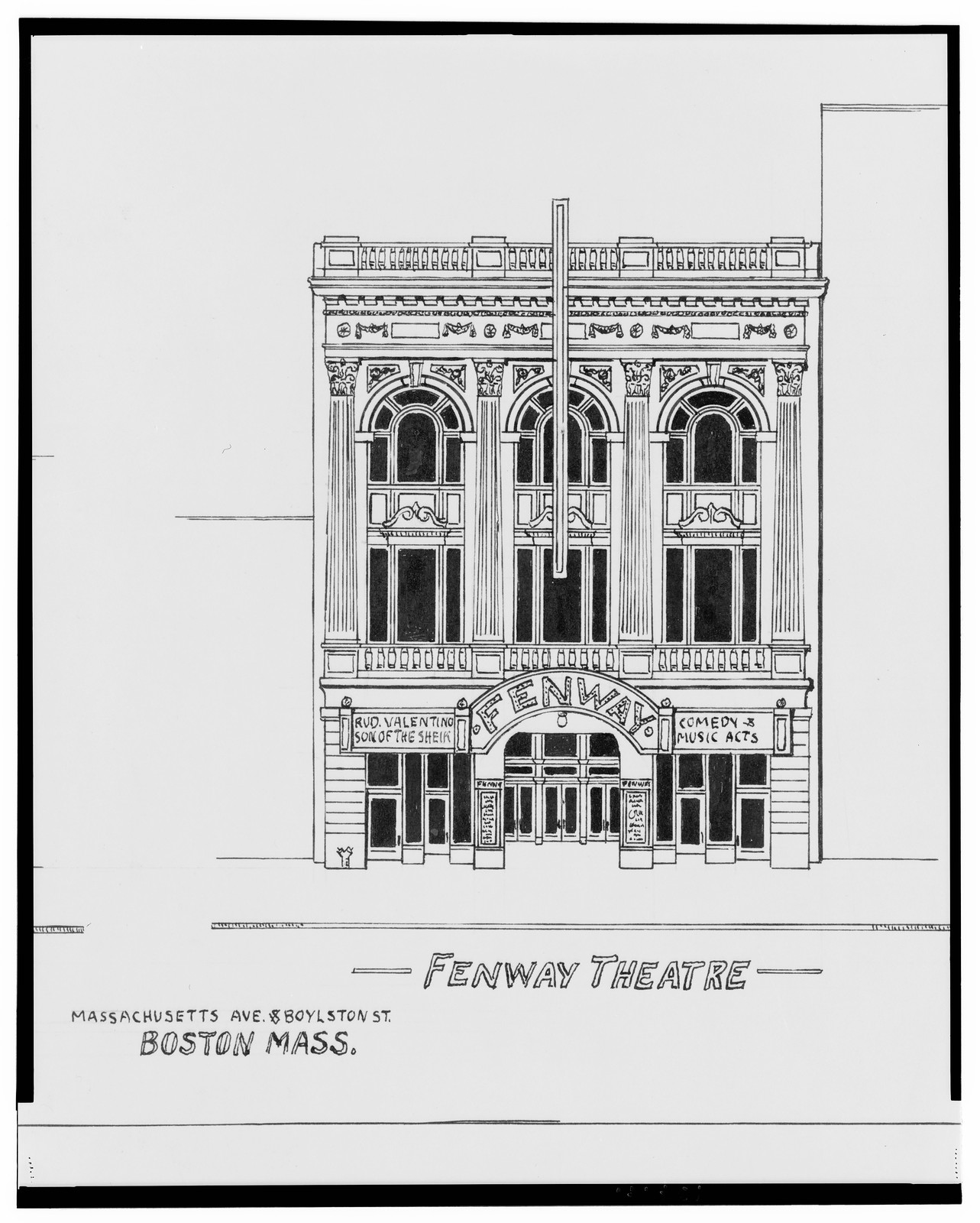 [Columbia Theatre, Washington and Castle Streets, and Fenway Theatre, Massachusetts Ave. and Boylston St., Boston, Massachusetts] / AFD 1926., And Engineering (ADE) Drawings — vintage poster