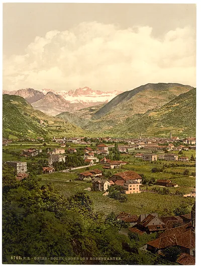 Gries-Bozen towards the Rosengarten Tyrol Austro-Hungary