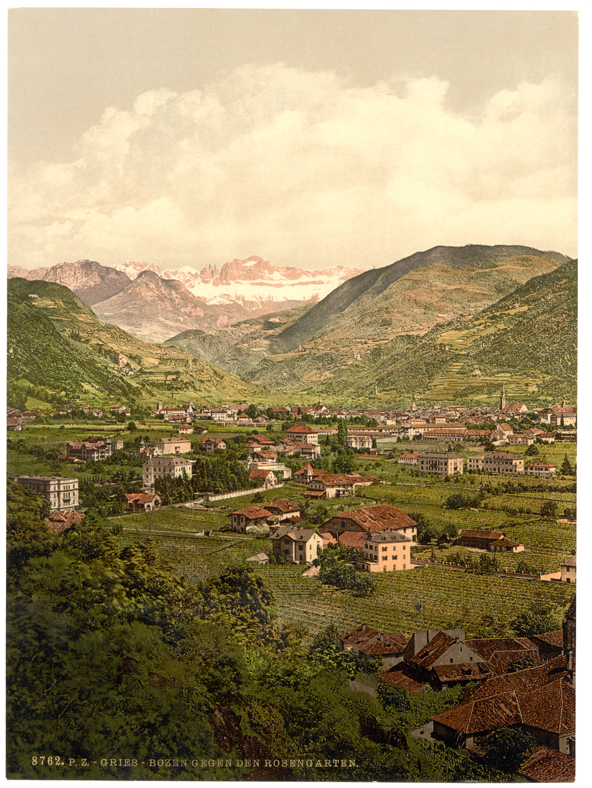 Gries-Bozen towards the Rosengarten Tyrol Austro-Hungary, [between ca. 1890 and ca. 1900]. — historic print