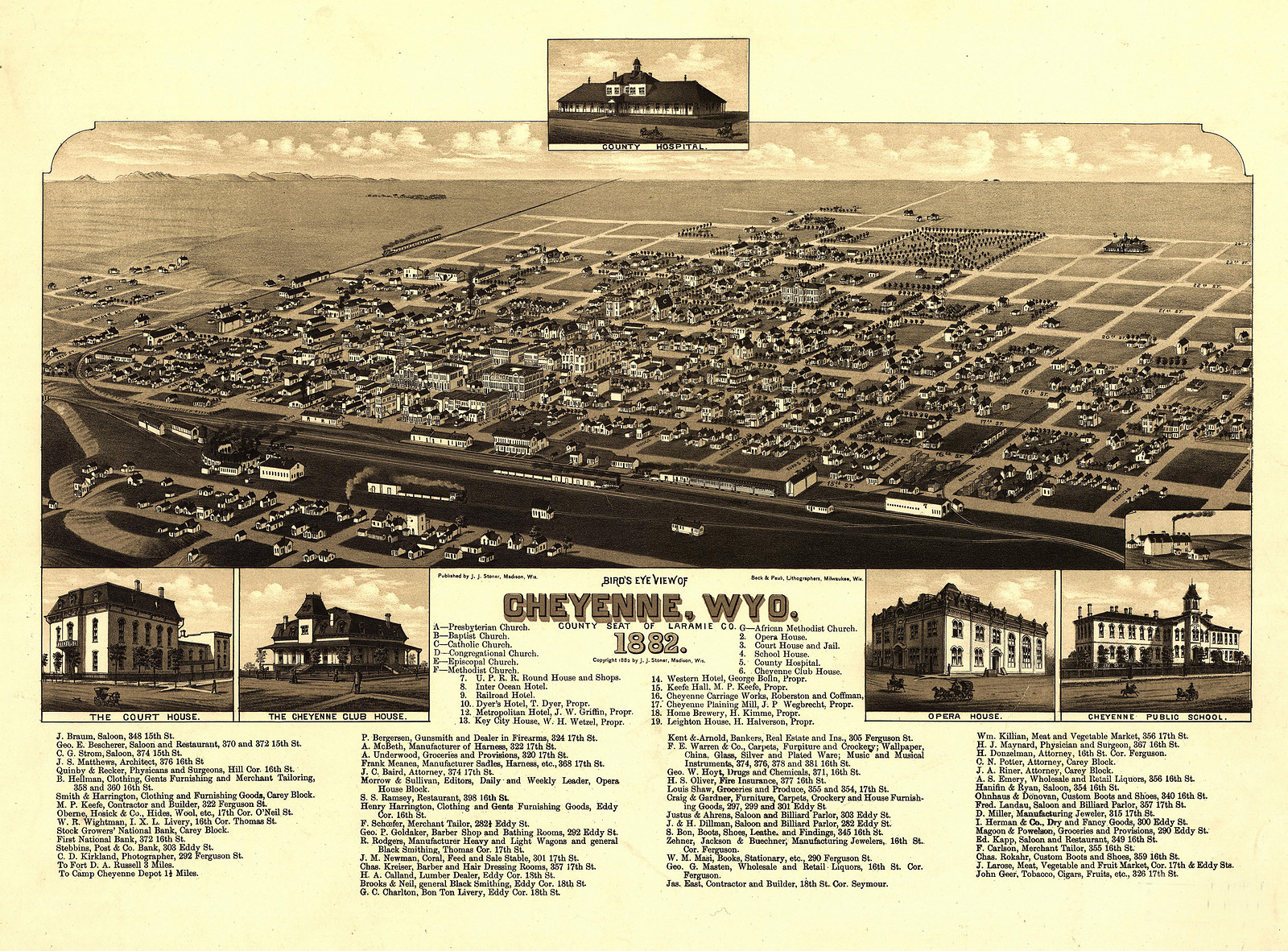 Cheyenne, Wyoming, 1868, 1868 — antique map