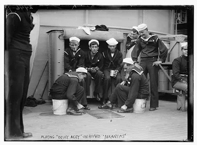 Playing "Acey Deucy" on board ARKANSAS