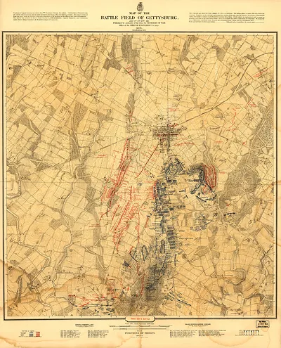 Map of the Battle Field of Gettysburg, July 1st-3rd 1863