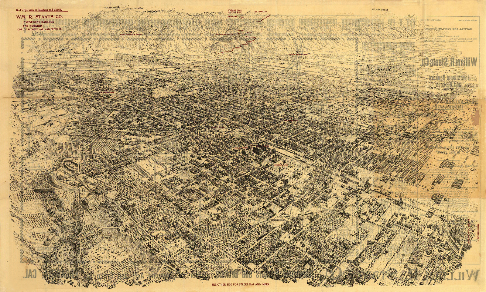 CA Pasadena 1903 MAP, 1903 — antique map