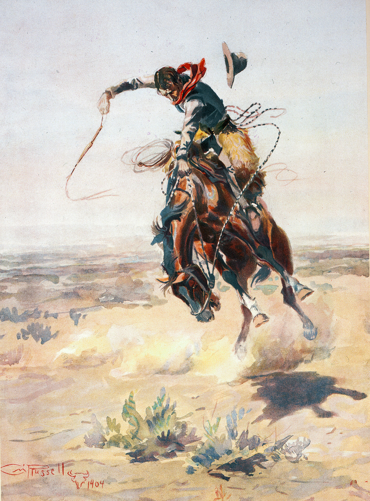 A bad hoss / C.M. Russell., c1905. — antique lithograph