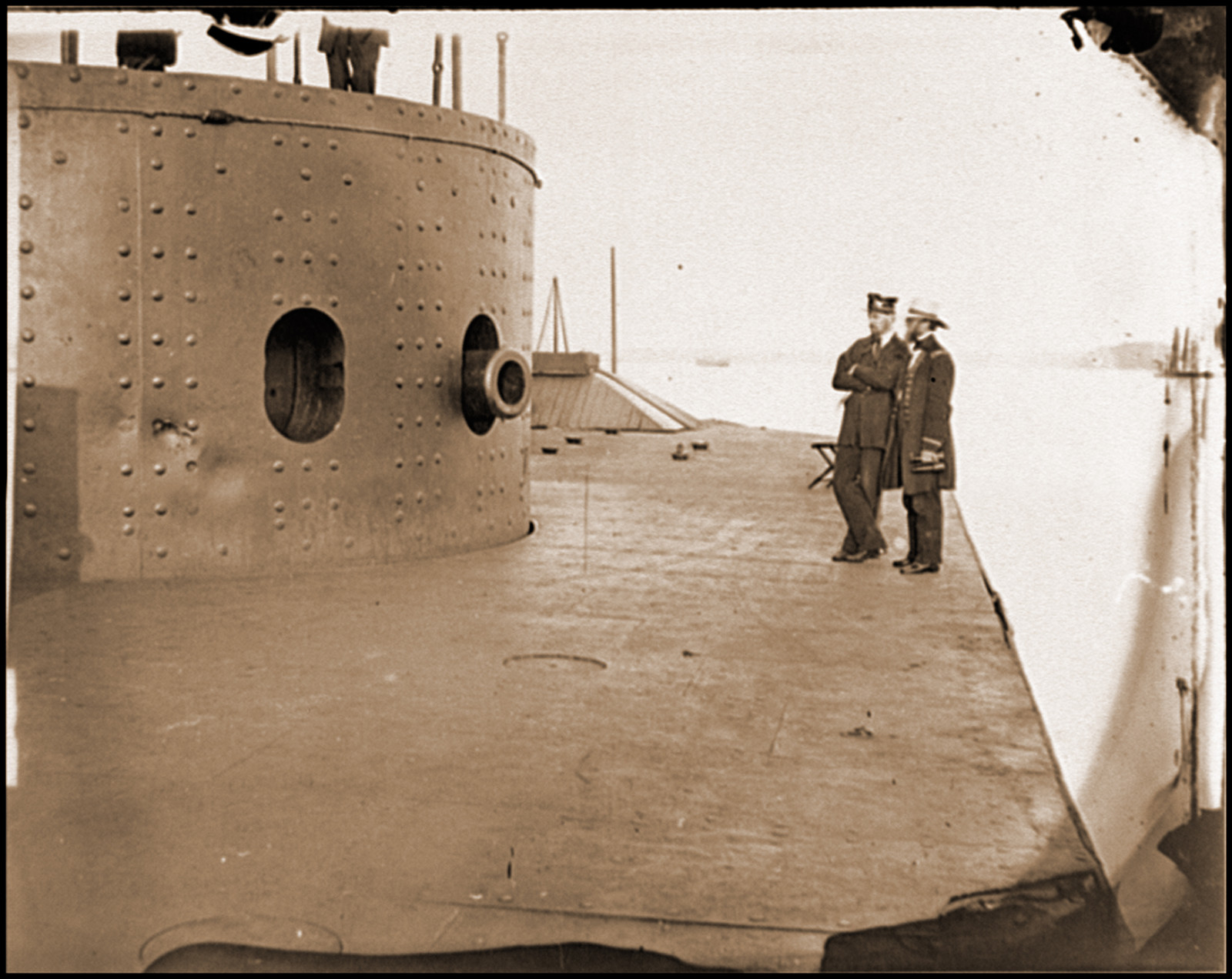 James River Va. Deck and turret of U.S.S. Monitor, 1862 — historic photograph