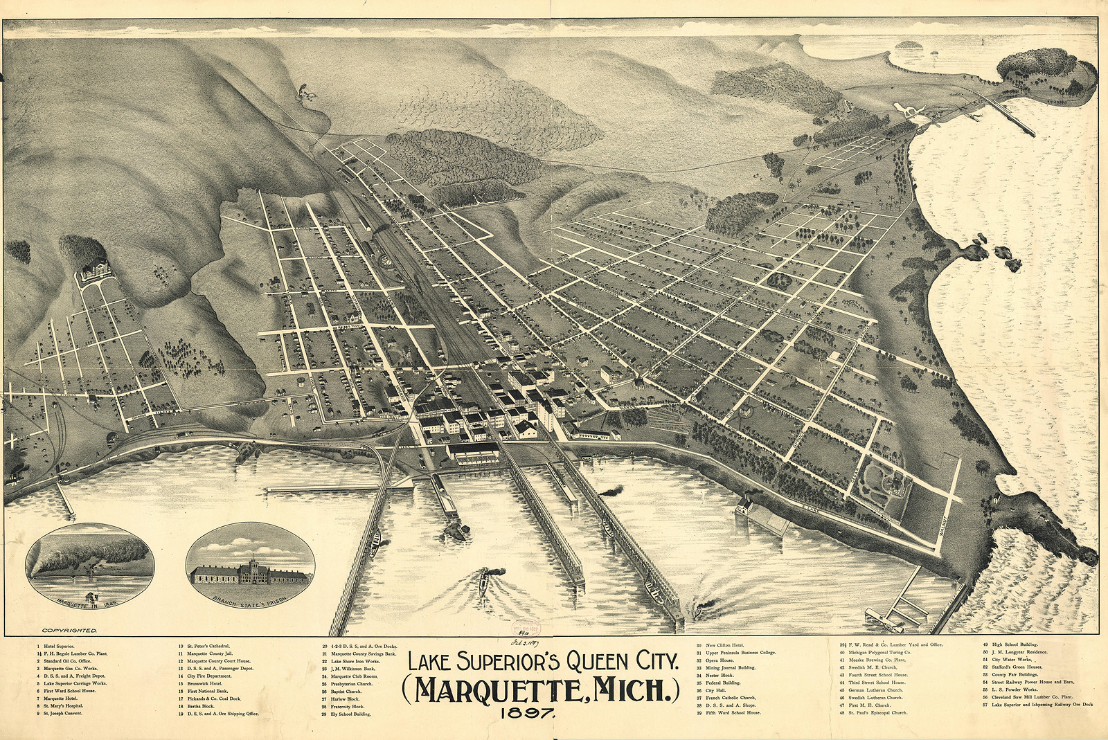 Marquette, Michigan, 1897, 1897 — antique map