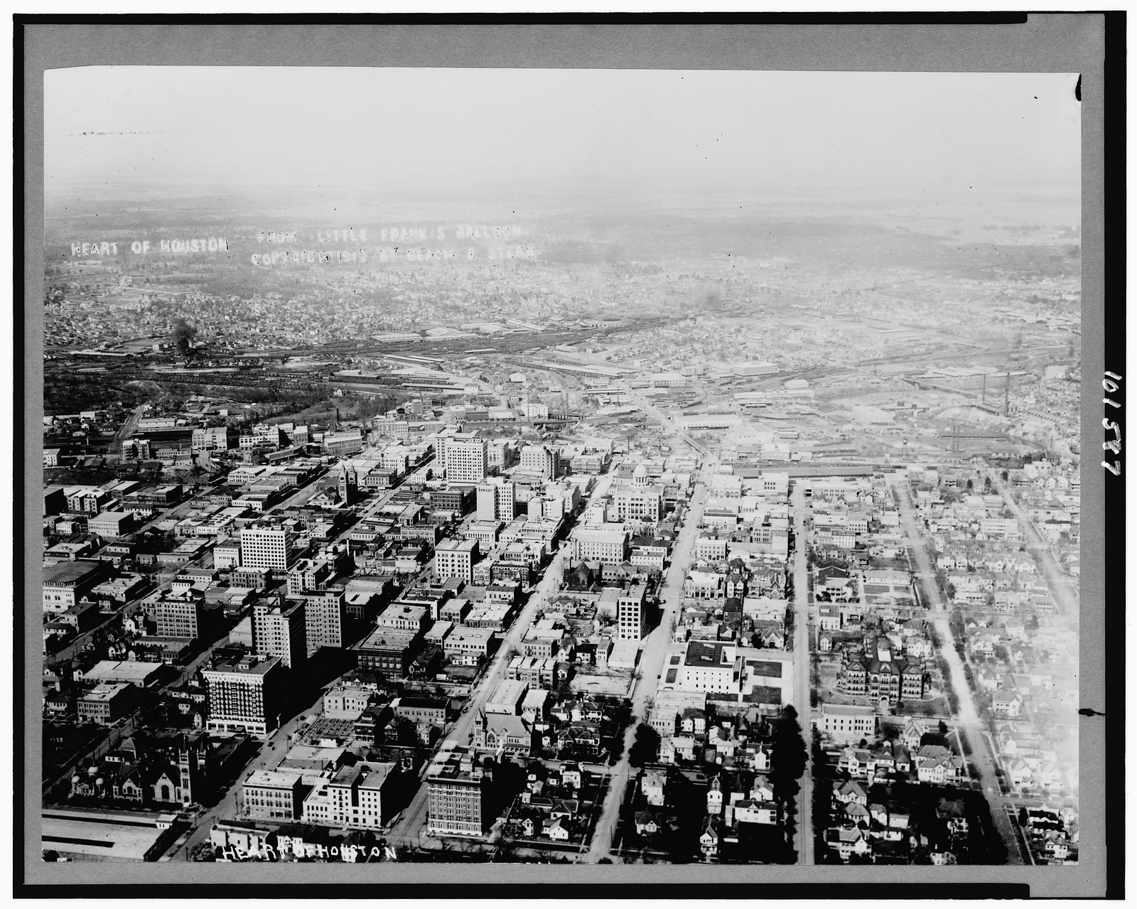 Heart of Houston, from Little Frank's balloon, c1912. — historic photograph