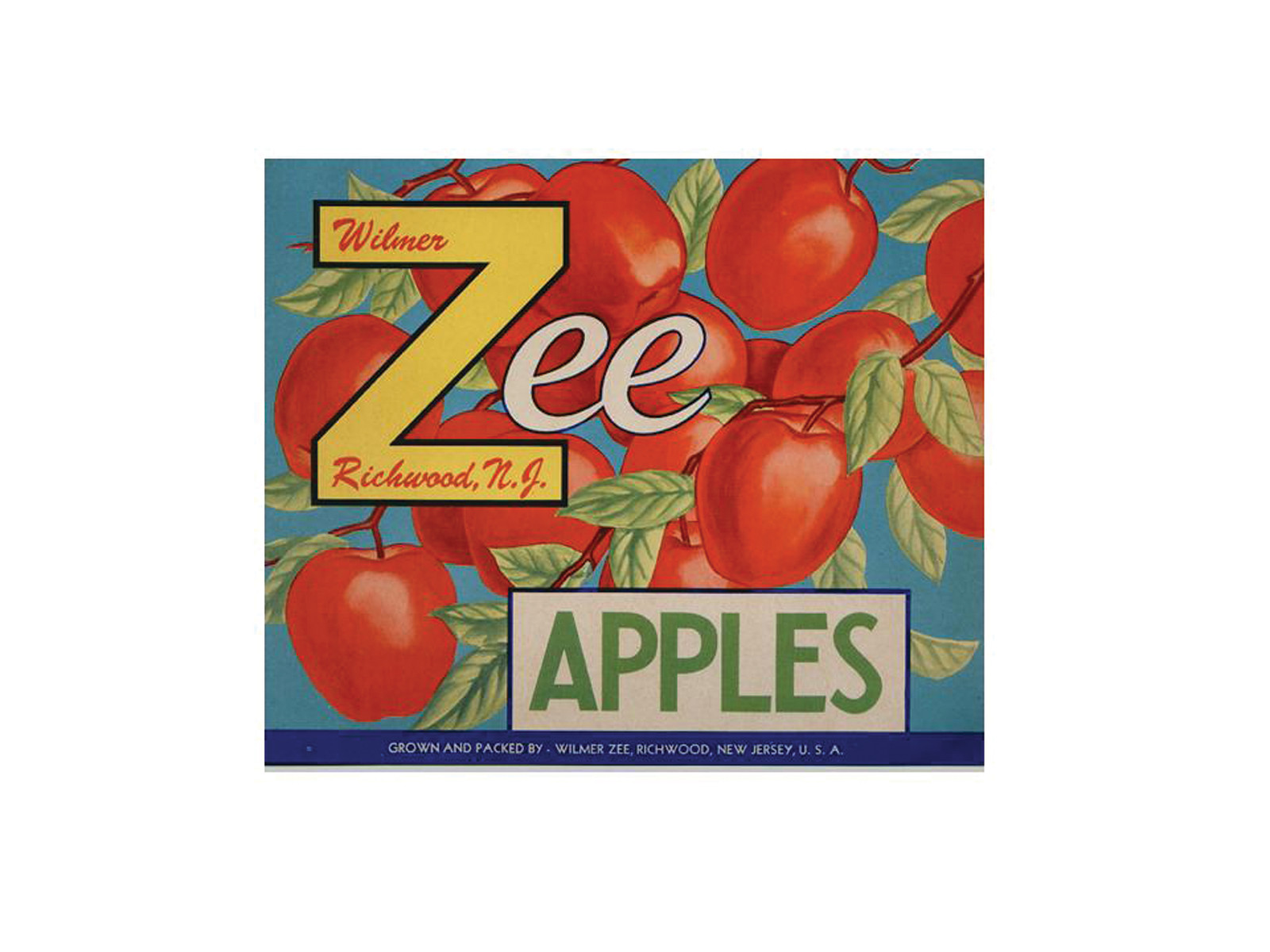 Zee Apples crate label, Richwood, New Jersey — historic image