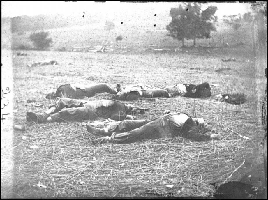 Gettysburg Pa. Bodies of Federal soldiers killed on July 1 near the McPherson woods, 1863 — historic photograph