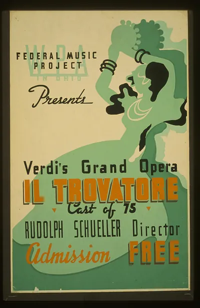 WPA in Ohio Federal Music Project presents Verdis grand opera Il trovatore Cast of 75
