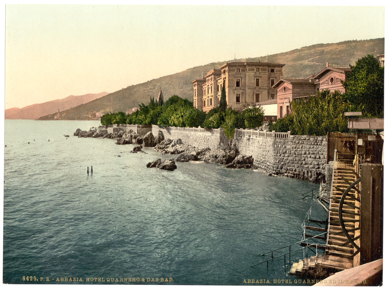 Abbazia Hotel Quarnero and the Baths Istria Austro-Hungary, [between ca. 1890 and ca. 1900]. — historic print